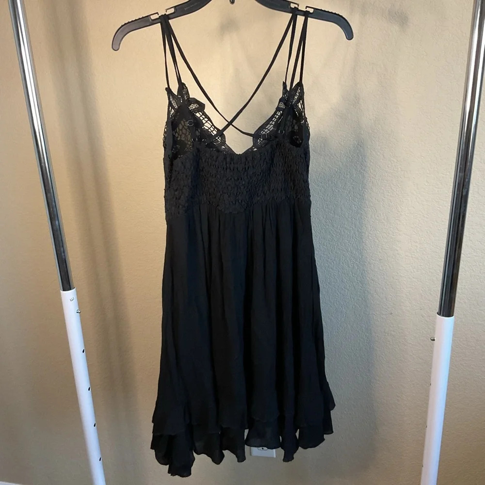Listicle Womens Knee Length‎ Crochet Tank Dress Sleeveless Size Small- Black - Picture 2 of 5